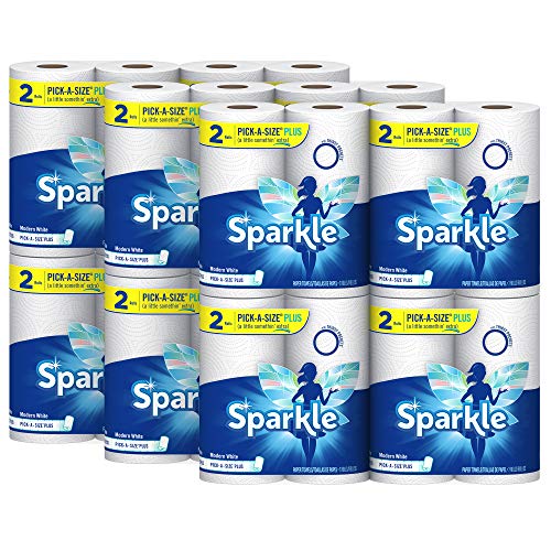 Book Cover Sparkle Paper Towels, 24 = 47 Regular Rolls, Modern White, Pick-a-Size Plus