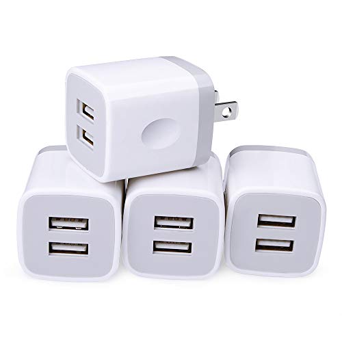 USB Wall Charger, Cube Charger 2 Port Charging Box 4Pack 2.1A/5V UL Certified Home Travel Charger Plug USB Power Adapter Charging Station Base for iPhone X 8 7 6 6S Plus 5S 5 SE 4S, iPad, iPod Samsung