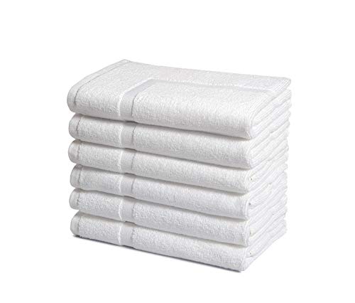 Book Cover AmazonCommercial Premium 100% Cotton Bath Mat Set - Pack of 6, 20 x 30 Inches, 684 GSM, White