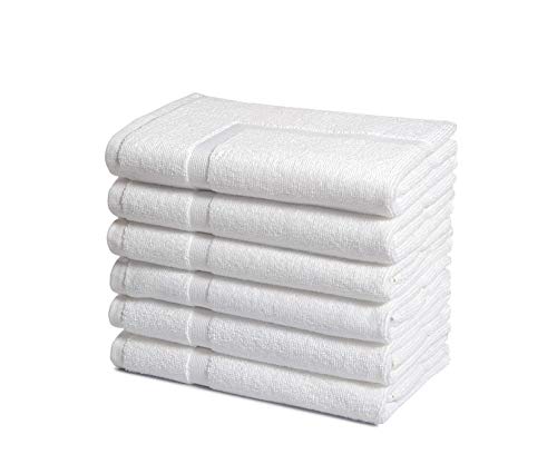 AmazonCommercial Premium 100% Cotton Bath Mat Set - Pack of 6, 20 x 30 Inches, 684 GSM, White