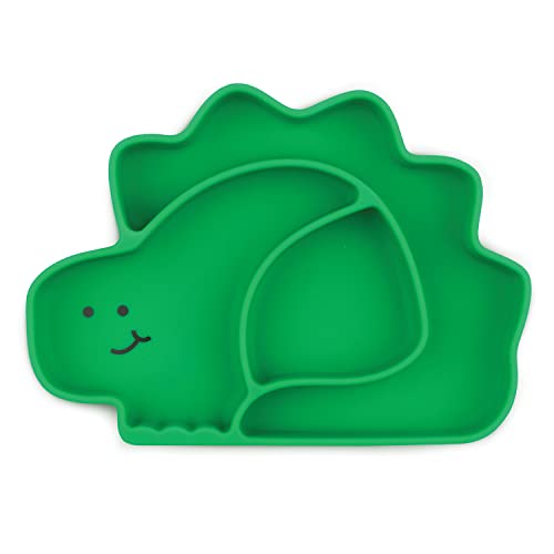 Bumkins Silicone Grip Dish, Suction Plate, Divided Plate, Baby Toddler Plate, BPA Free, Microwave and Dishwasher Safe â€“ Dinosaur