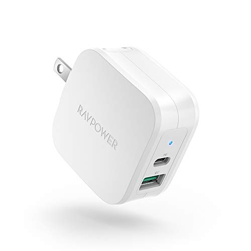 USB C Charger, RAVPower 18W PD Wall Charger USB C Power Adapter Dual Port USB Charging Adapter, Compatible for iPhone 11Pro Max, Galaxy S9 S8, iPad Pro 2018 and More