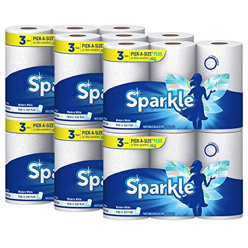 Sparkle Paper Towels, 18 Pick-A-Size Plus Rolls = 37 Regular Rolls, 116 2-Ply Sheets Per Roll
