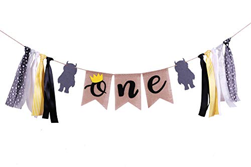 Book Cover Wild One 1st Birthday Highchair Banner- Handmade Wild One First Birthday Decorations for Photo Booth Props Party Supplies