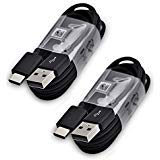 Two (2) Samsung 3.3 Ft. Cable Type-C USB Data Cable for Galaxy S8/S8+ S9/S9+ Note 8 Note 9 & Other Smartphones + Two Cable Ties Cable Organizers Bundle Package- Non-Retail Packaging - Black