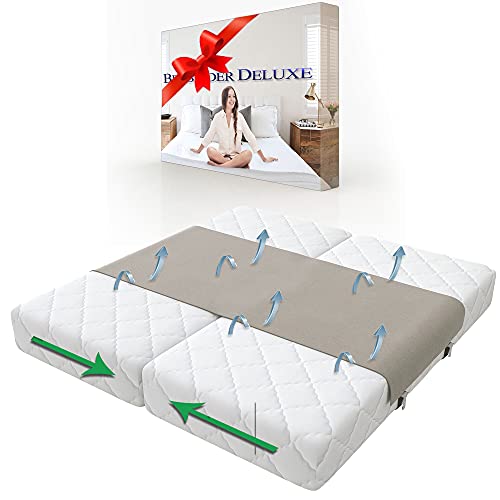 Book Cover Exclusive | Bed Bridge and Mattress Gap Filler - Adjustable Queen to King Bed Converter Kit - Split Connector to Make Two Twin Beds Together Into One - AKA Sleep Wedge