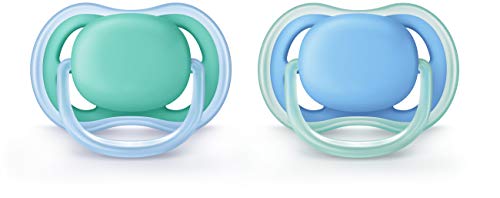 Book Cover Philips Avent Ultra Air Pacifier, 6-18 months, blue/green, 2 pack, SCF244/22