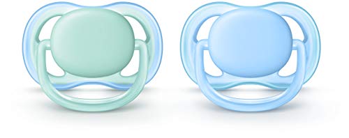 Book Cover Philips Avent Ultra Air Pacifier, 0-6 months, blue/green, 2 pack, SCF244/20