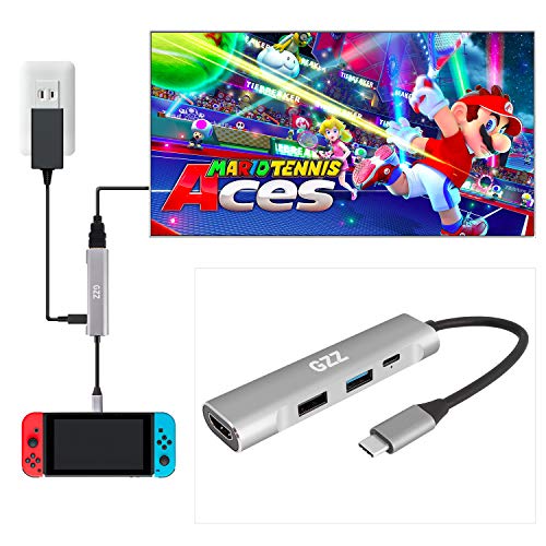 Book Cover USB Type C to HDMI Digital AV Multiport Hub, USB-C (USB3.1) Adapter for Nintendo Switch, Samsung DEX Mode, MacBook Pro and More, with USB3.0, USB2.0, 4K HDMI and PD Charging, Portable Dock Aluminium