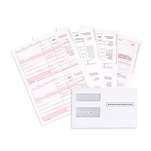 Book Cover 1099 MISC Forms 2021, 4 Part Tax Forms Kit, 25 Vendor Kit of Laser Forms, Compatible with QuickBooks and Accounting Software, 25 Self Seal Envelopes Included