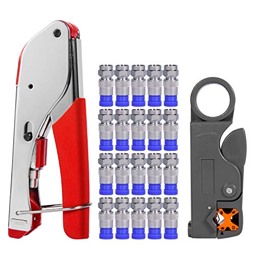 Book Cover Coax Cable Crimper, Coaxial Compression Tool Kit Wire Stripper with F RG6 RG59 Connectors (Updated Module)