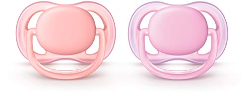 Book Cover Philips Avent Ultra Air Pacifier, 0-6 months, pink/peach, 2 pack, SCF245/20
