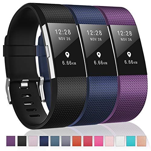 Book Cover Humenn Bands Compatible with Fitbit Charge 2, 3 Pack Classic & Special Edition Replacement Bands for Fitbit Charge 2, Women Men