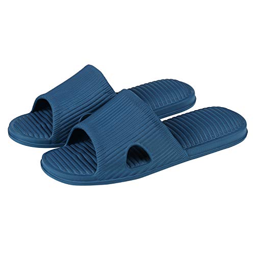 Book Cover shevalues Flexible Plastic Bath Slippers Cushioned Cozy House Slippers Quick Dry Shower Sandal blue Size: 8.5-9.5 Women/7.5-8.5 Men
