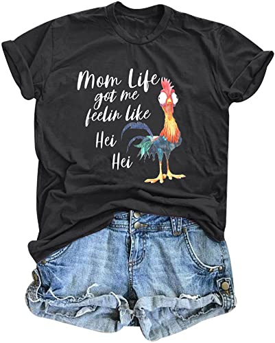 Mom Life Shirts for Women Mom Life Got Me Feelin Like HEI HEI Short Sleeve T-Shirt Themed Party Casual Top