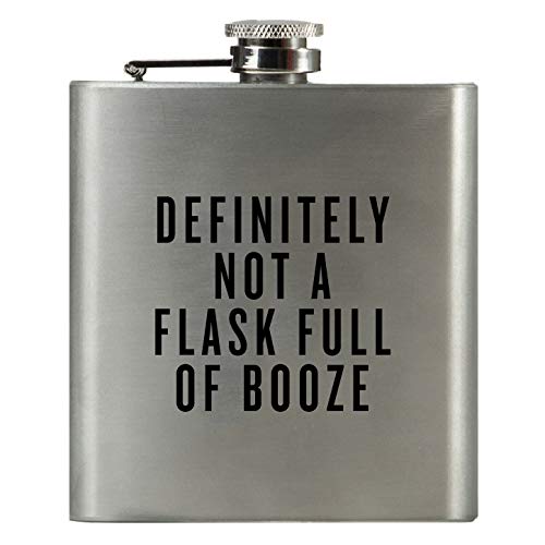 DEFINITELY NOT A FLASK FULL OF BOOZE | Damn Fine Hip Flask | 6oz Stainless Steel | Funny Men's, Groomsman, Husband, Wife, Women's Liquor Gift