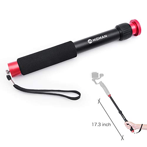 Gimbal Extension Pole, Lightweight Aluminum Telescopic Rod for DJI OSMO Mobile 2 Zhiyun Smooth 4/Q Smartphone Stabilizer and DSLR Camera, 10.4 to 17.3 Inch Adjustable