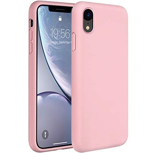 Book Cover Miracase Liquid Silicone Case Compatible with iPhone XR 6.1 inch (2018), Gel Rubber Full Body Protection Shockproof Cover Case Drop Protection Case (Pink)