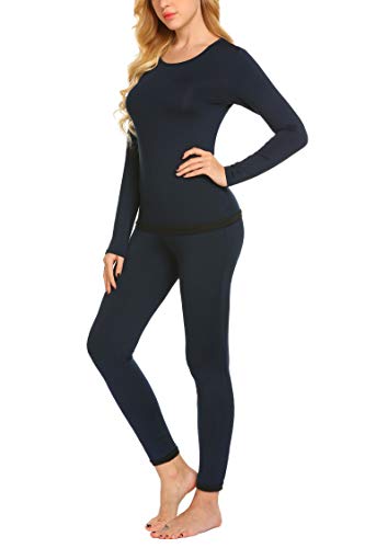Ekouaer Women's Thermal Underwear Sets Long Johns Base Layer Top & Bottom 2 Piece Set