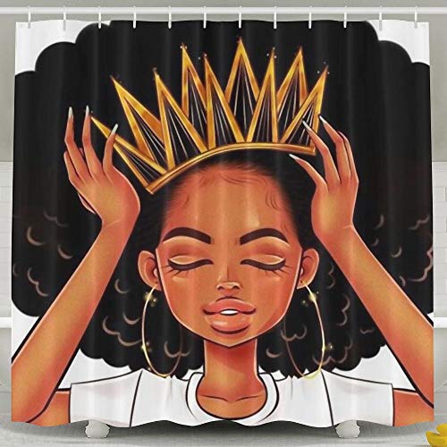 Book Cover SARA NELL African American Women Girl with Crown Shower Curtain,Waterproof Polyester Fabric,Afro Girls African Queen Princess Bath Curtains Bathroom Decorations Home Decor,72x72 Inches with 12 Hooks