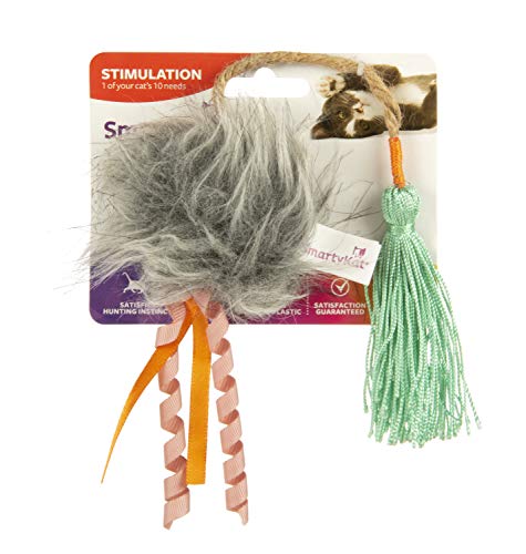 SmartyKat Tassel & Ball Thwapper Teaser Catnip Cat Toy - Multi Color, Small