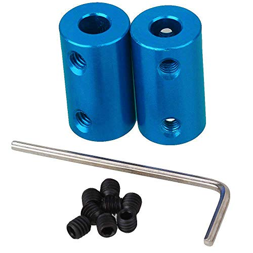 IBEUTES Blue 6mm to 6mm Aluminum Shaft Coupling Rigid Coupling Coupler Motor Connector with Spanner Pack 2PCS