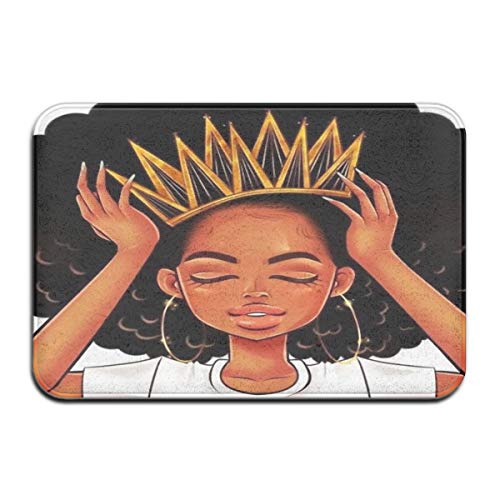 SARA NELL Memory Foam African American Women Girl with Crown Bath Mat Rugs,Maximum Absorbent,Soft,Comfortable,Non-Slip,Easier to Dry for Bathroom 23.6 by 15.7 Inch