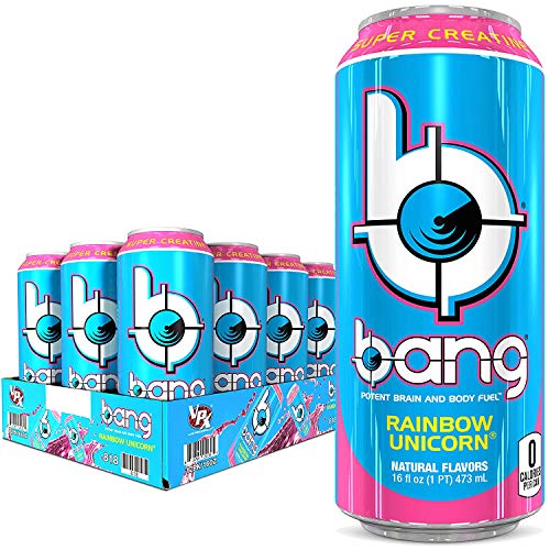 Bang Energy Rainbow Unicorn, Sugar-Free Energy Drink, 16 Fl Oz (Pack of 12) - Packaging May Vary