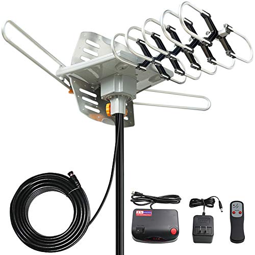 Book Cover TV Antenna, Vansky Outdoor Amplified Digital HDTV Antenna 150 Mile 360 Rotate Support 2TVs HD UHF/VHF Channel