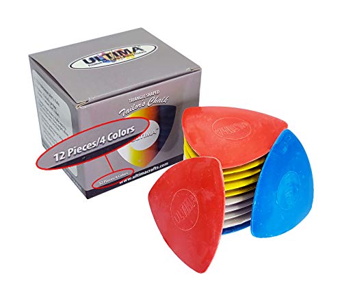 Ultima Tailors Chalk - 12 Triangle Chalks for Tailoring, Sewing, Quilting, Crafting, Notions, Fabric Marking - Sewing Notions & Accessories (12 Pieces. Assorted Colors)