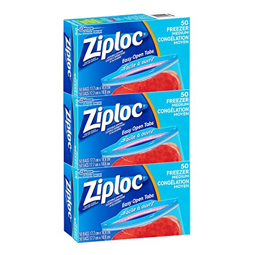 Ziploc Freezer bags Medium/Quart Size 17.7 cm x 18.8 cm Ea. - 150 Count