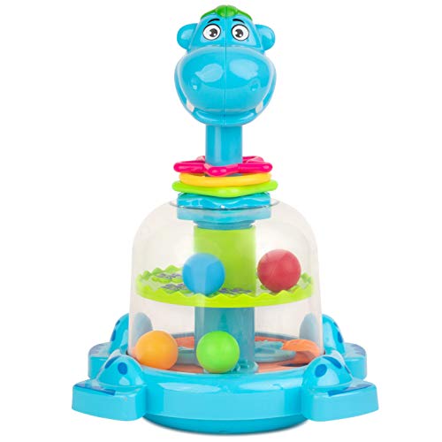 Toy To Enjoy Push & Spin Hippo Toy - Easy Press Button Ideal for Fine Motor Skill Development and Learning Activity - Great for Infants Toddlers 12 Months and Up