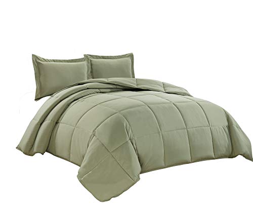 Book Cover Chezmoi Collection 3-Piece Down Alternative Comforter Set (Oversized Queen, Sage Green)