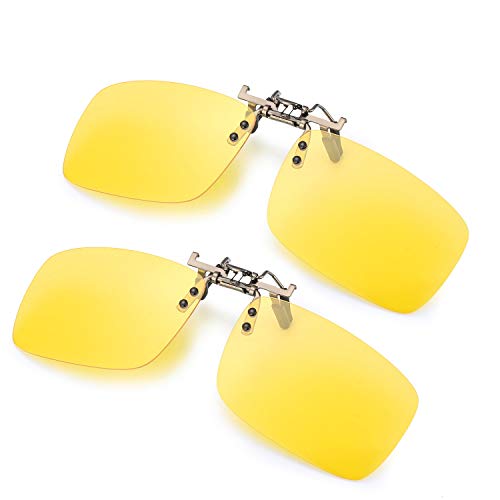 ELIVWR 2 PACK Unisex Polarized Clip-on Sunglasses over Prescription Glasses, Flip Up Rimless lens for Driving Fishing