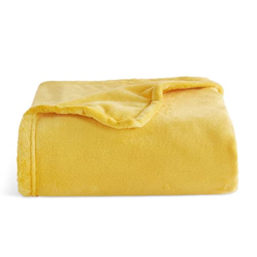 Book Cover Bedsure Flannel Fleece Luxury Blanket Yellow Lightweight Cozy Plush Microfiber Solid Blanket 50x60 in