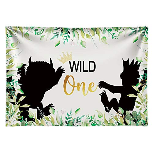 Funnytree 7x5ft Soft Fabric Wild One 1st Birthday Party Backdrop No Wrinkles Durable Animals Themed Photography Background Jungle Safari Baby Boy Photo Booth Banner Decorations