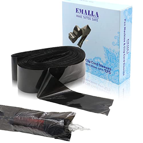 Yuelong 125pcs/box Disposable Cartridge Tattoo Machine Covers Clip Cord Sleeves Bags Filter Pen Type Bags for Tattoo Accessories Tattoo Supplies (Black)