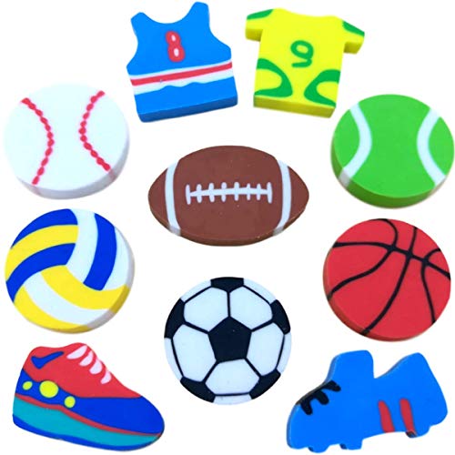 OHill Pack of 50 Sports Pencil Erasers Novelty Erasers for Sports Party Favors Supplies School Classroom Rewards Pinata Fillers Carnival Prizes