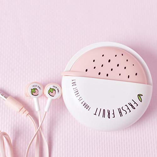 QearFun Candy Color Wired Cute Fruit Earbuds with Earphone Case with Mic Hands-Free (Yellow)