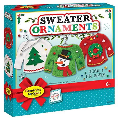 Creativity for Kids 6192000 Sweater Ornaments - Create 3 Ugly Sweater Christmas Tree Ornaments - Holiday Crafts for Kids Multicolor