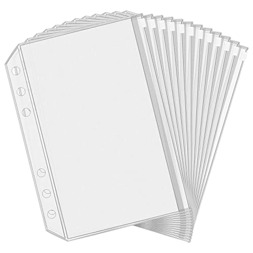 Antner 12PCS A5 Binder Pockets 6 Holes Budget Cash Envelopes for Budgeting, Clear Zipper Folders Planner Inserts Loose Leaf Bags for A5 Budget Planner Binder, Waterproof PVC Document Pouch Filing Bags