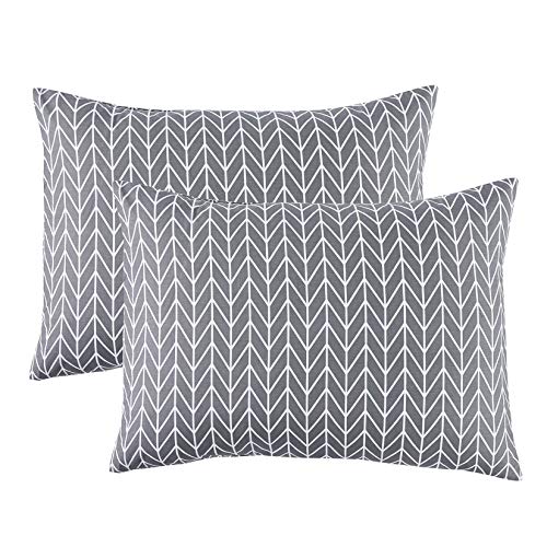 Book Cover Wake In Cloud - Pack of 2 Pillow Cases, 100% Cotton Pillowcases, Gray Grey Chevron Zig Zag Geometric Modern Pattern Printed (King Size, 20x36 Inches)