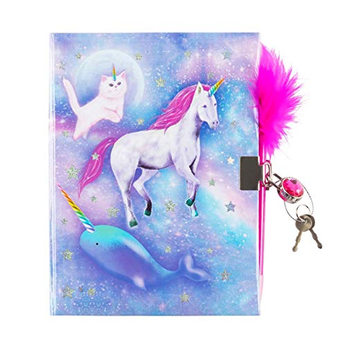 3C4G Celestial Unicorn Dreams Children's Journal with Gem Lock and Feather Pen (36060)