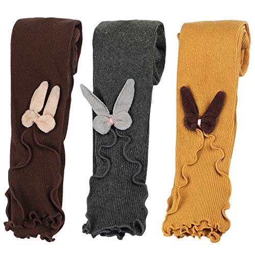 BOOPH 3 Pack Girls Legging Pants Cat Knit Footless Baby Toddler Tights 1-8 Year