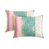 Wake In Cloud - Pack of 2 Pillow Cases, Soft Microfiber Pillowcases, Orange Coral Bohemian Boho Chic Printed (Standard Size, 20x26 Inches)