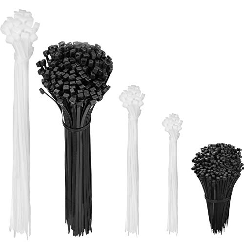 zip ties heavy duty with self-locking,YSeaWolf, 660 pack 4/6/8/10/12 Inch Multi-size, multi-color,Not easy to break and loose cable ties,UV Resistant zip tie，tie warps,plastic ties(black and white)