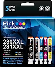 E-Z Ink (TM) Compatible Ink Cartridge Replacement for Canon PGI-280XXL CLI-281XXL PGI 280 XXL CLI 281 XXL for PIXMA TR7520 TR8520 TS6120 TS6220 TS8120 TS8220 TS9120 TS9520 TS9521C Printer (5 Pack)