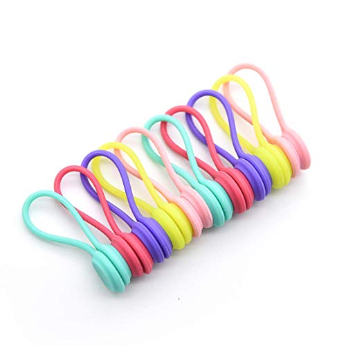 Magnetic Cable Clips-Multi Color Cable Management,Wire Management System for Home.Office,Car,Nightstand, Desk Accessories Use as Bookmarks/Keychain, Cable Straps for Men,Women,Students