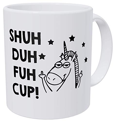 Wampumtuk Unicorn Gifts Shu Duh Fuh Cup. Stars. Funny Coffee Mug 11 Ounces Inspirational And Motivational