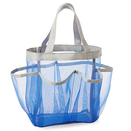 Casafield Portable Mesh Shower Caddy Tote, Black - Quick Dry Hanging Bathroom & Toiletry Organizer Storage Bag for College Dorms, Gym, Camping and Travel